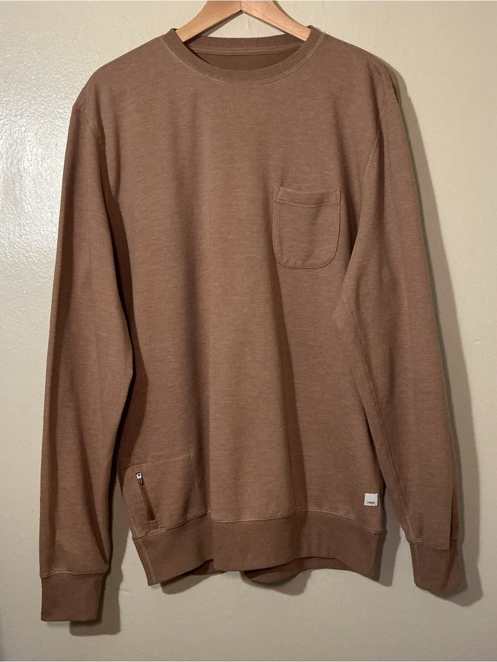 Vuori Men's Crewneck Sweater in Taupe Brown